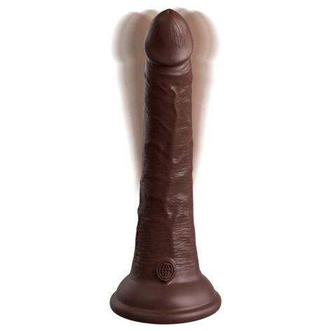 King Cock Elite Dildo 7in Vibrating Remote w/Suction Cup Brown