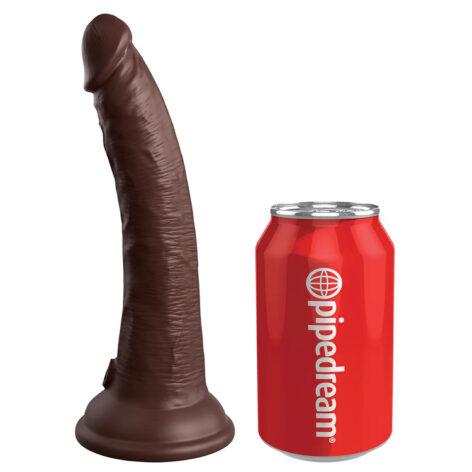 King Cock Elite Dildo 7in Vibrating Remote w/Suction Cup Brown