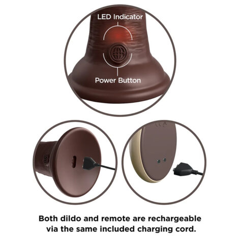 King Cock Elite Dildo 7in Vibrating Remote w/Suction Cup Brown