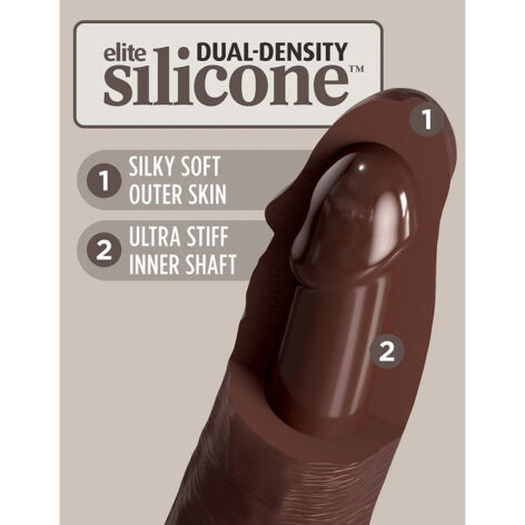 King Cock Elite Dildo 7in Vibrating Remote w/Suction Cup Brown