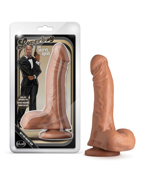 Secret Agent Dildo Loverboy 8.25in w/Balls Mocha