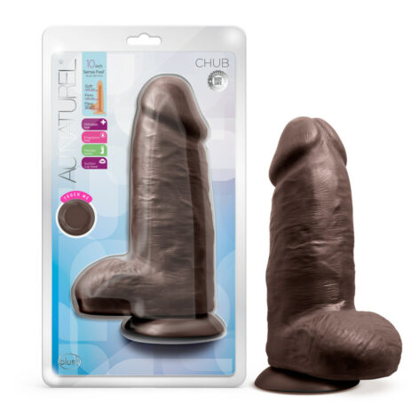 Chub Au Naturel 10in Dildo w/Balls Chocolate