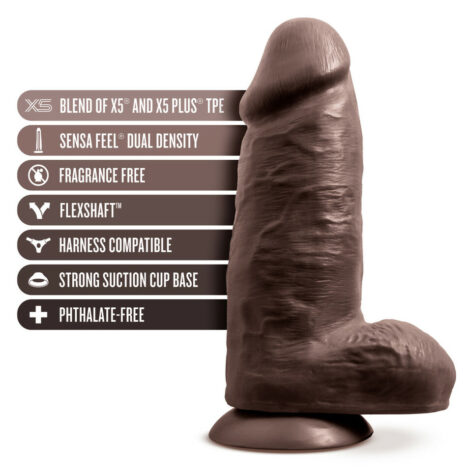 Chub Dildo Au Naturel 10in w/Balls Chocolate