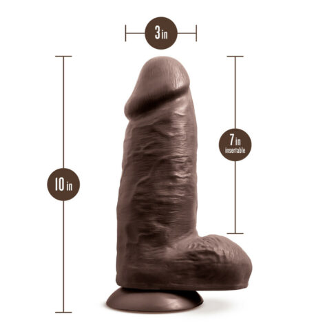 Chub Dildo Au Naturel 10in w/Balls Chocolate