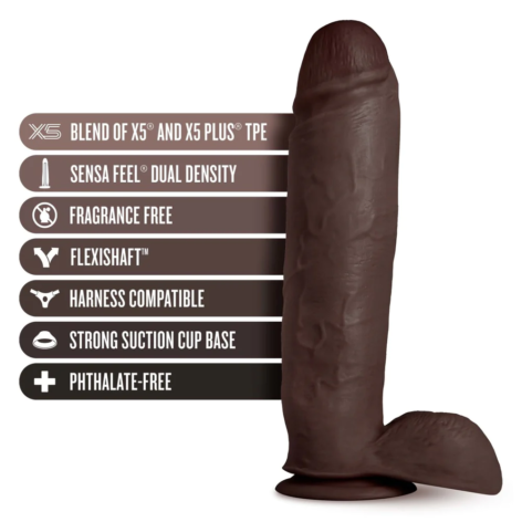 Huge Dildo Au Naturel 10.5in w/Balls Chocolate