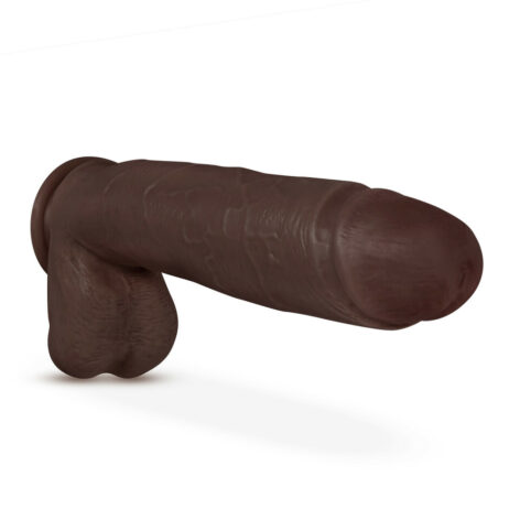 Huge Dildo Au Naturel 10in w/Balls Chocolate Black