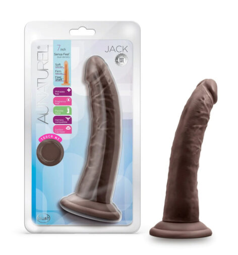 Jack Dildo Au Naturel 7in w/Suction Cup Chocolate, Blush