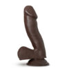 Troy Dildo Au Naturel 6in w/Balls Chocolate Black, Blush