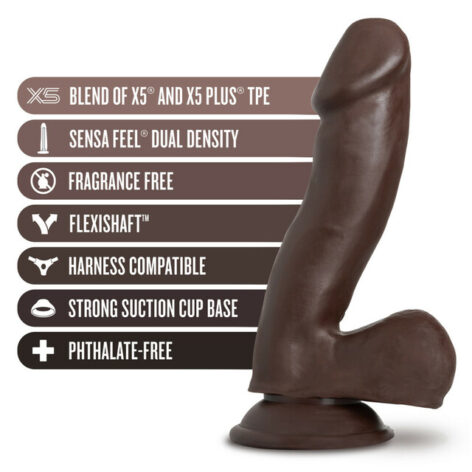 Troy Dildo Au Naturel 6in w/Balls Chocolate Black, Blush