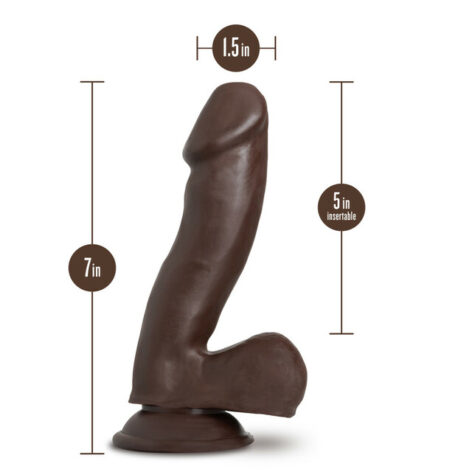 Troy Dildo Au Naturel 6in w/Balls Chocolate Black, Blush