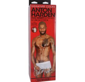 Anton Harden Dildo 12in w/Balls Chocolate Black, Doc Johnson