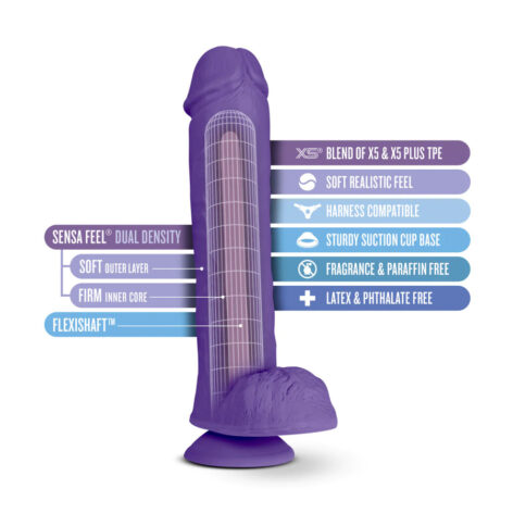 Bold Big John Dildo Au Naturel 11in w/Balls Purple, Blush