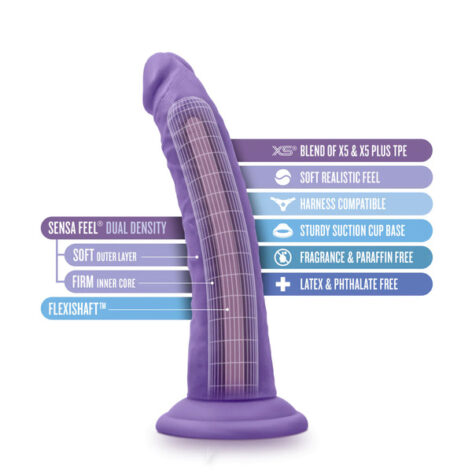 Bold Jack Dildo Au Naturel 7in w/Suction Cup Purple, Blush