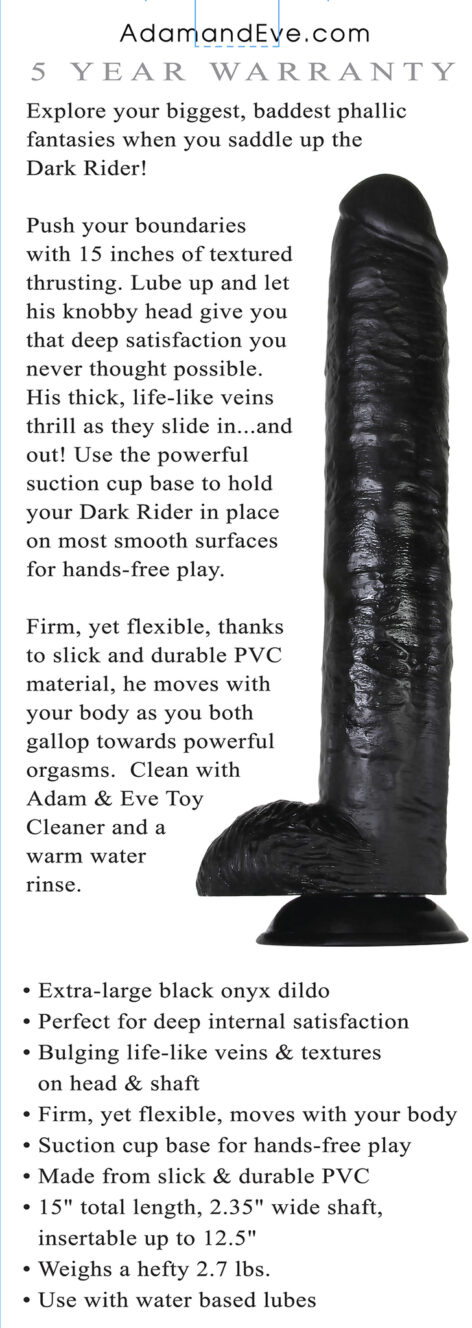 Dark Rider 15in Dildo w/Balls Black, Adam & Eve