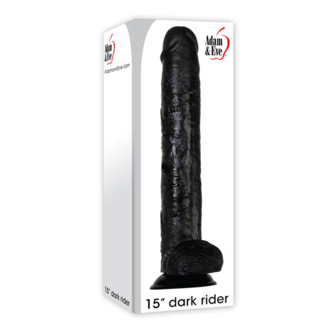 Dark Rider 15in Dildo w/Balls Black, Adam & Eve
