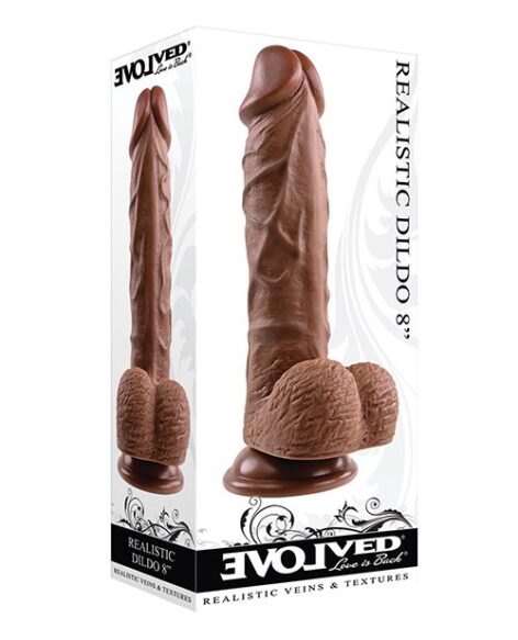 Evolved Realistic Dildo 8 Inch w/Balls Dark