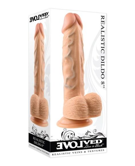 Evolved Realistic Dildo 8in w/Balls Light Beige