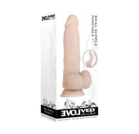 Real Supple Poseable 7in Dildo w/Balls Beige, Evolved