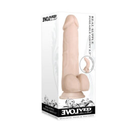 Real Supple Poseable Girthy 8.5in Dildo w/Balls Beige