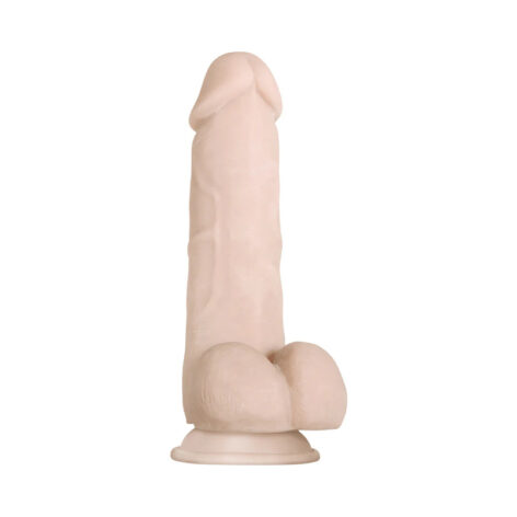 Real Supple Poseable Girthy 8.5in Dildo w/Balls Beige