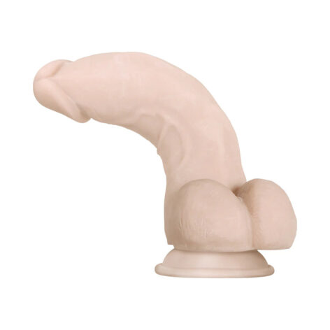 Real Supple Poseable Girthy 8.5in Dildo w/Balls Beige