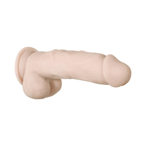 Real Supple Poseable Girthy 8.5in Dildo w/Balls Beige