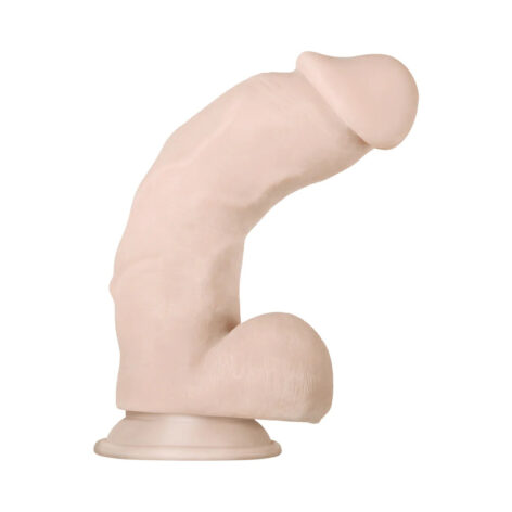 Real Supple Poseable Girthy 8.5in Dildo w/Balls Beige