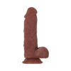 Real Supple Poseable Girthy 8.5in Dildo w/Balls Brown