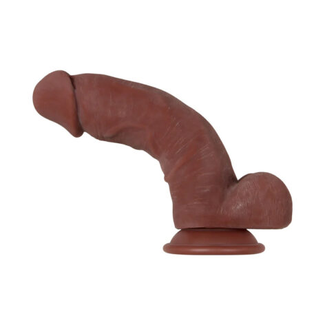 Real Supple Poseable Girthy 8.5in Dildo w/Balls Brown