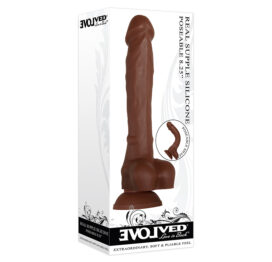 Real Supple Silicone Poseable 8.25" Dildo Dark