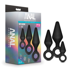 Anal Adventures Loop Plug Kit 3pc Black, Blush