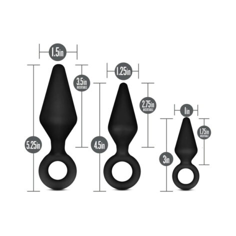 Anal Adventures Loop Plug Kit 3pc Black, Blush