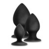Anal Adventures Stout Plug Kit 3pc Black Silicone, Blush