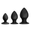 Anal Adventures Stout Plug Kit 3pc Black Silicone, Blush