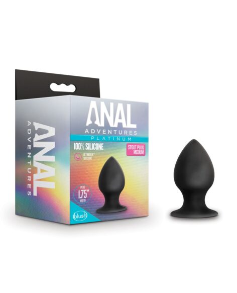 Anal Adventures Stout Plug Medium Black, Blush