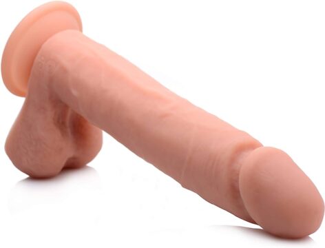 Big Shot 10in Vibrating Remote Silicone Dildo w/Balls Beige