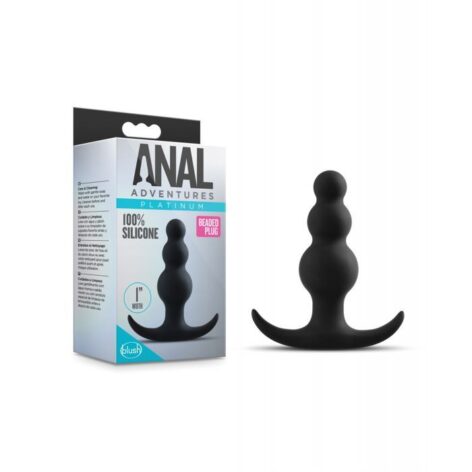 Anal Adventures Silicone Beaded Plug Black, Blush