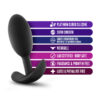 Anal Adventures Vibra Plug Medium Black Silicone, Blush