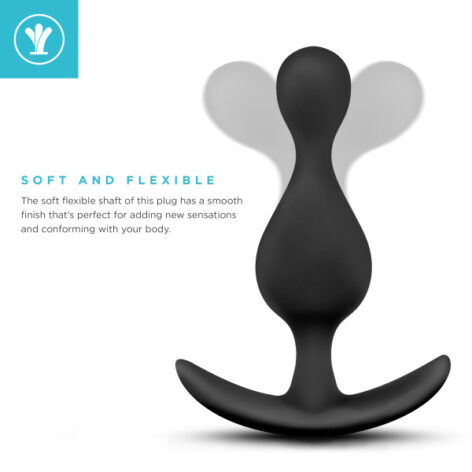 Anal Adventures Wave Plug Silicone Black, Blush