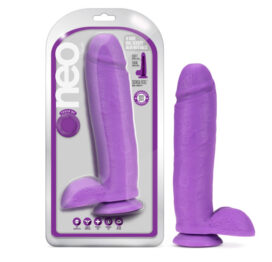 Neo Dual Density 10in Dildo w/Balls Neon Purple