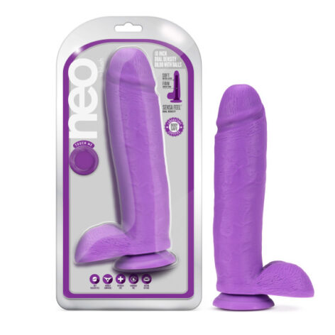 Neo Dual Density 10in Dildo w/Balls Neon Purple