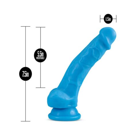 Neo Dual Density 7.5in Dildo w/Balls Neon Blue, Blush