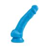 Neo Dual Density 7.5in Dildo w/Balls Neon Blue, Blush