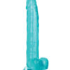 Size Queen 10in Dildo w/Balls Blue, CalExotics