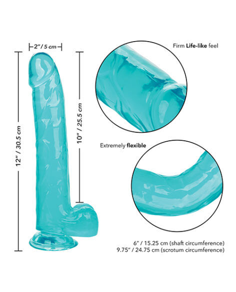 Size Queen 10in Dildo w/Balls Blue, CalExotics