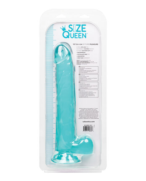 Size Queen 10in Dildo w/Balls Blue, CalExotics