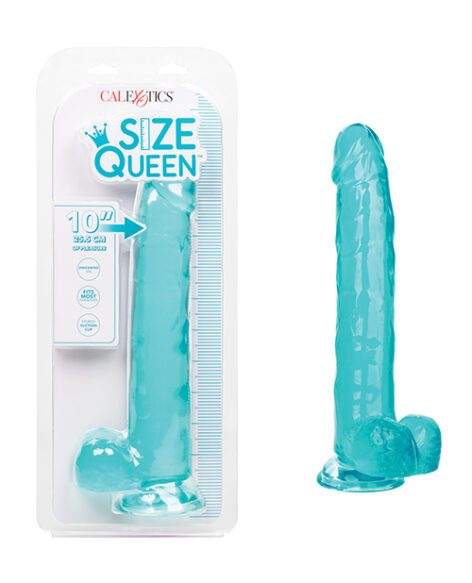 Size Queen 10in Dildo w/Balls Blue, CalExotics