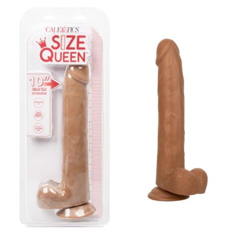 Size Queen 10in Dildo w/Balls Brown, CalExotics