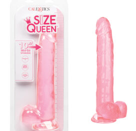 Size Queen 10in Dildo w/Balls Pink, CalExotics