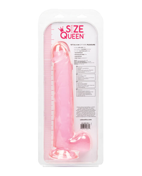 Size Queen 10in Dildo w/Balls Pink, CalExotics